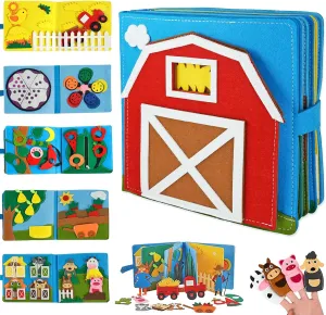 Montessori Busy Book for Toddlers 3 , 3D Felt Quiet Book for Baby, Autism Sensory Book, Develops Fine Motor Skills Preschool Learning Activities Educational Sensory Toy Travel Toys for Kids Gift