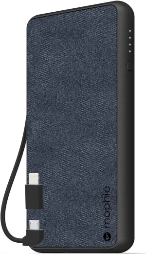 mophie powerstation Plus (6,000mAh) - Qi Wireless Charging with Built in Micro USB and Lighning Cables - Blue (401101693)