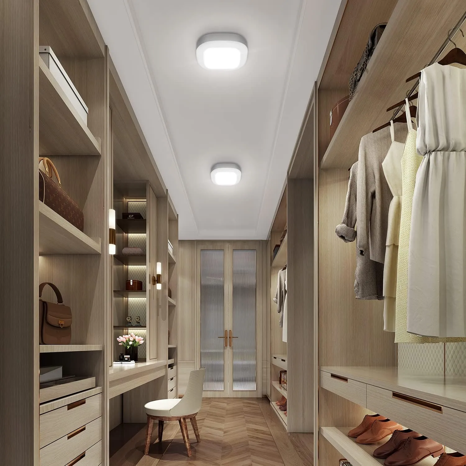 Motion Sensor Ceiling Light Battery Operated, Wireless Motion Activated LED Light 300LM White Indoor Lights for Closet Cordless Stair Hallway Bedroom Pantry Shed Shower Light