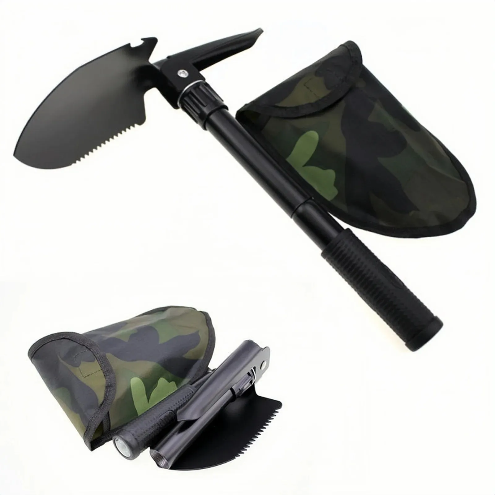 Multifunction Camping Shovel - Survival Folding Shovel for Military Tactical Use, Hiking, and Gardening
