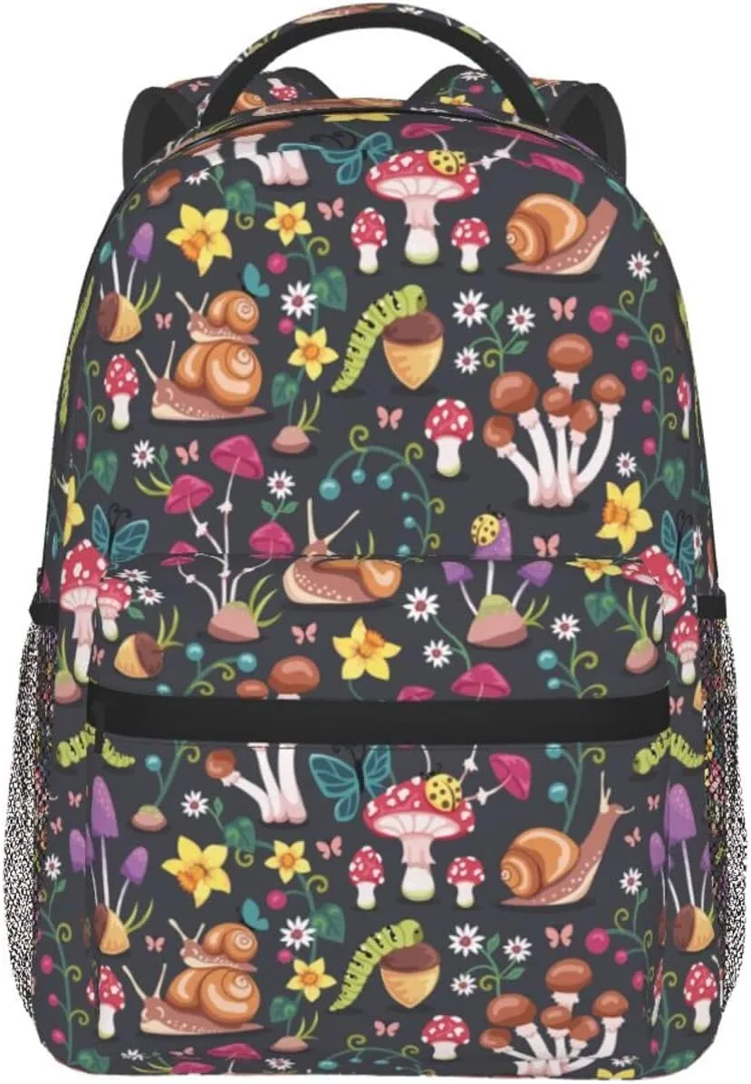 Mushrooms Snails Butterflies Ladybugs Backpack Laptop Backpack Sports Travel Shoulder bag Light casual backpack
