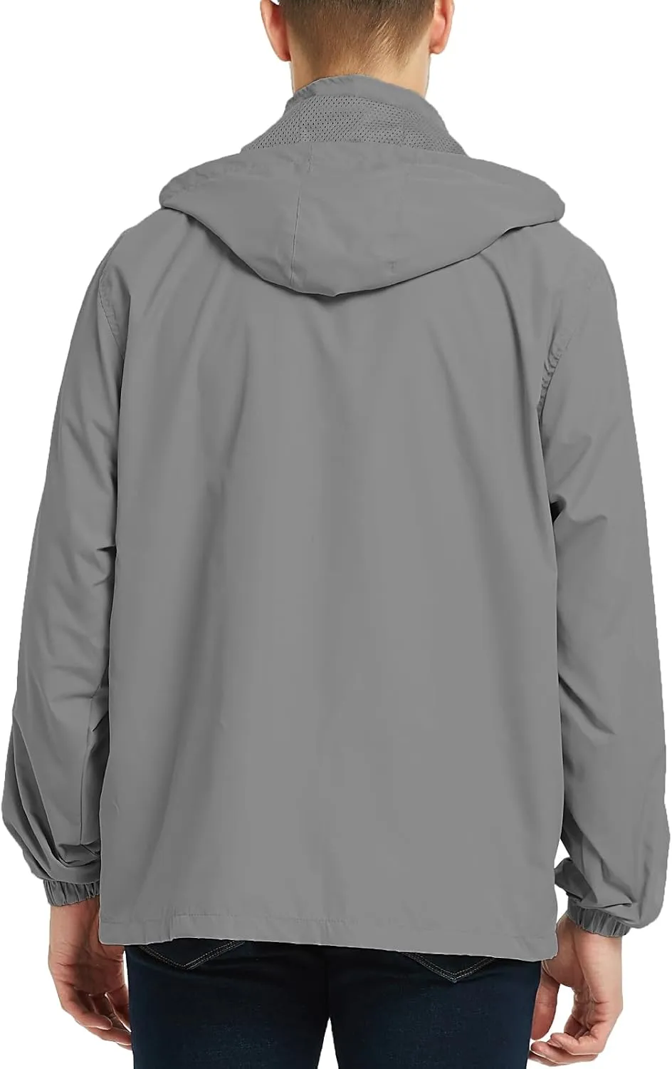 Mywu Mens Windbreaker Jackets Lightweight Rain Jacket Waterproof Raincoat with Hood Outdoor Running Hiking Cycling
