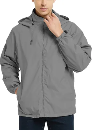 Mywu Mens Windbreaker Jackets Lightweight Rain Jacket Waterproof Raincoat with Hood Outdoor Running Hiking Cycling