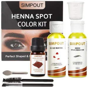 Natural Henna Hair Kit - Henna Powder with Rose Water & Brow Stain Remover, No Ammonia, No Lead, Professional Henna Kit for Salon & Home Use (Brown)