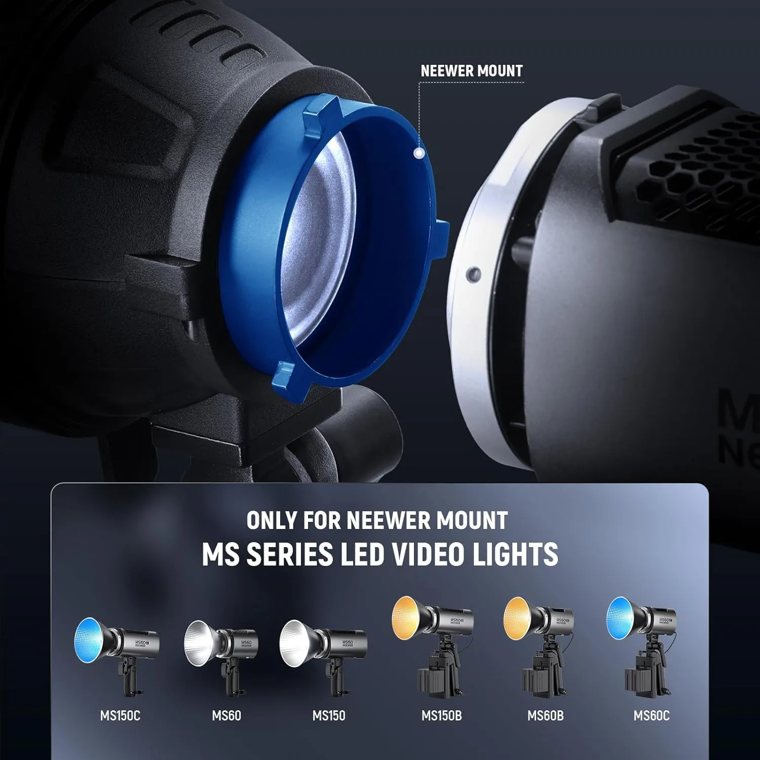 NEEWER 20 Spotlight Snoot for NEEWER Mount, Conical Snoot with Bag, Projection Lens, Adjustable Focus, 16 Gobos, 5 Color Gels - LS-48