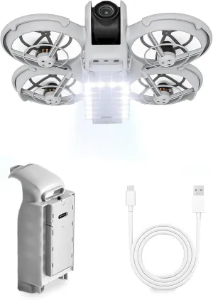 Neo Night Light Landing Gear - Battery Protector for DJI Neo Accessories LED Light Landing Legs Battery Protectors 2 in 1 Kit，Rechargeable LED Night Flying Lights