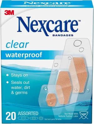 Nexcare Waterproof Clear Bandages Assorted 20 Each (Pack of 7)