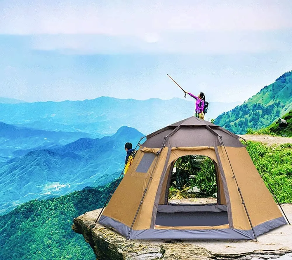 NIEH 5-8 Person Fully Automatic Hexagon Camping Tent Instant Tents Sun Shelter Waterproof for Outdoor Sports Hiking Travel Rainfly