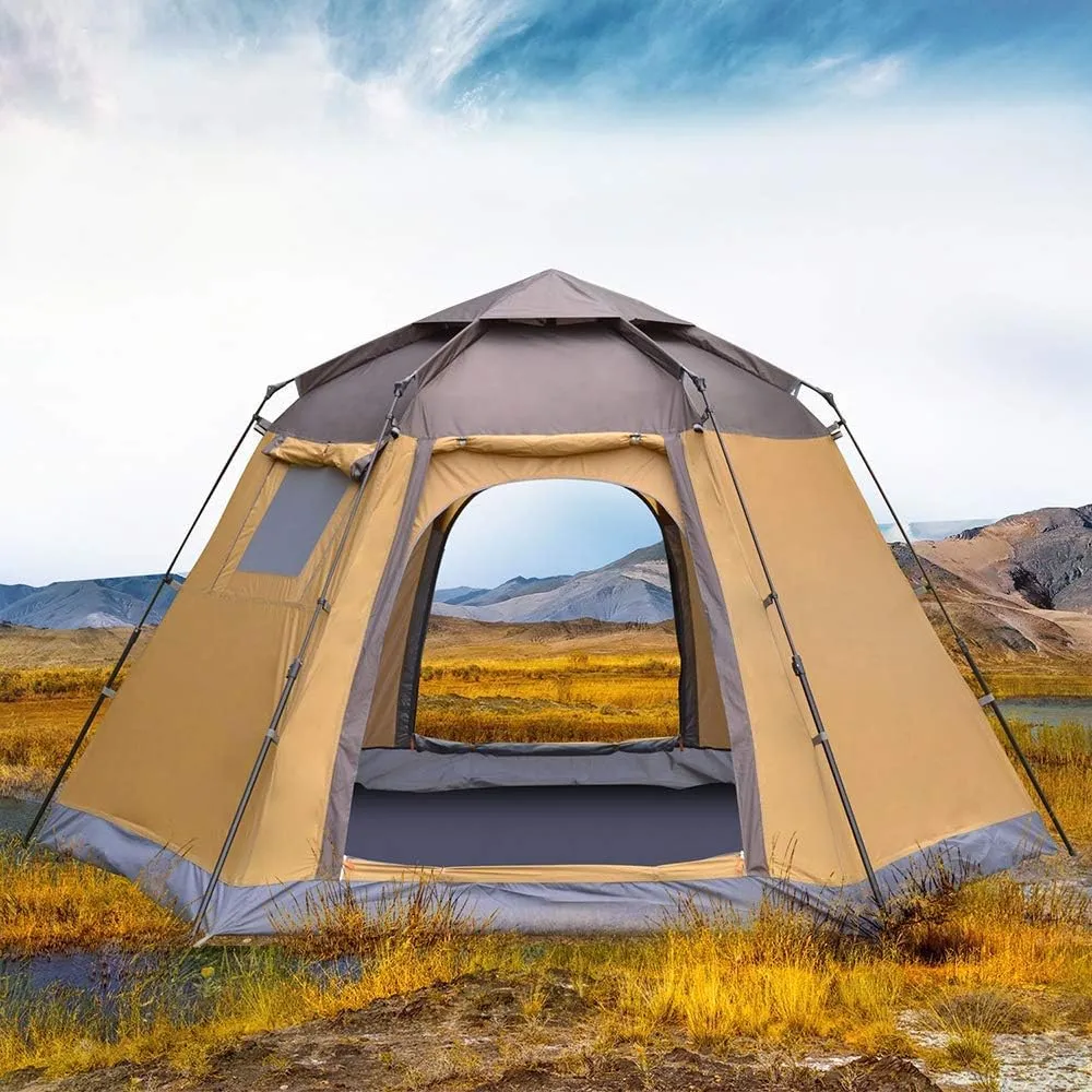 NIEH 5-8 Person Fully Automatic Hexagon Camping Tent Instant Tents Sun Shelter Waterproof for Outdoor Sports Hiking Travel Rainfly