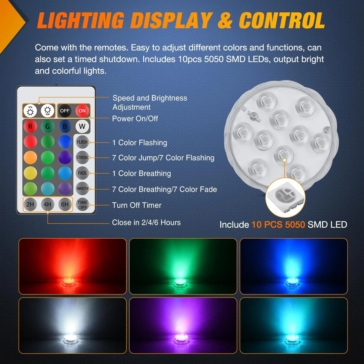 Nilight Marine Boat Light 4 PCS 10LED RGB Wireless Cabin Ambiance Multi Color Exterior Deck Lights Remote Control Submersible for Pontoon Sailboat Yacht Skeeter Fishing Bass Boats