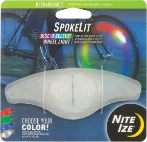 Nite Ize SpokeLit Wheel Light - Bicycle Spoke Light for Visibility and Safety - LED Lights for Bike Wheels - Bicycle Wheel Light - Rechargeable Battery - Disc-O Select