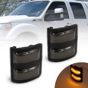 NJSBYL Led Side Mirror Marker Lamp For F250 F350 F450 F550 Super Duty Switchback White Led Driving Parking Light Amber Led Turn Signal Light Smoke Lens