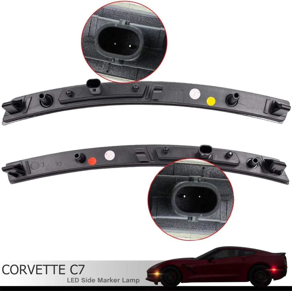 NJSBYL Smoked Lens Corvette C7 LED Front Rear Side Marker Lamps for 2014 2015 2016 2017 2018 2019 Chevy Corvette Grand Sport Stingray Z06 ZR1 Red Amber LED Turn Singal Light Kits Sidemarker Lamps