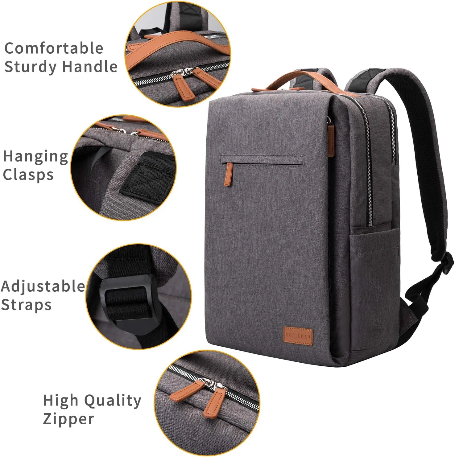 NOBLEMAN Backpack For Women Men, Business Backpacks, Water-resistent college Backpack, 15.6 Inch Laptop Backpack with USB charging port for traveling(Grey)