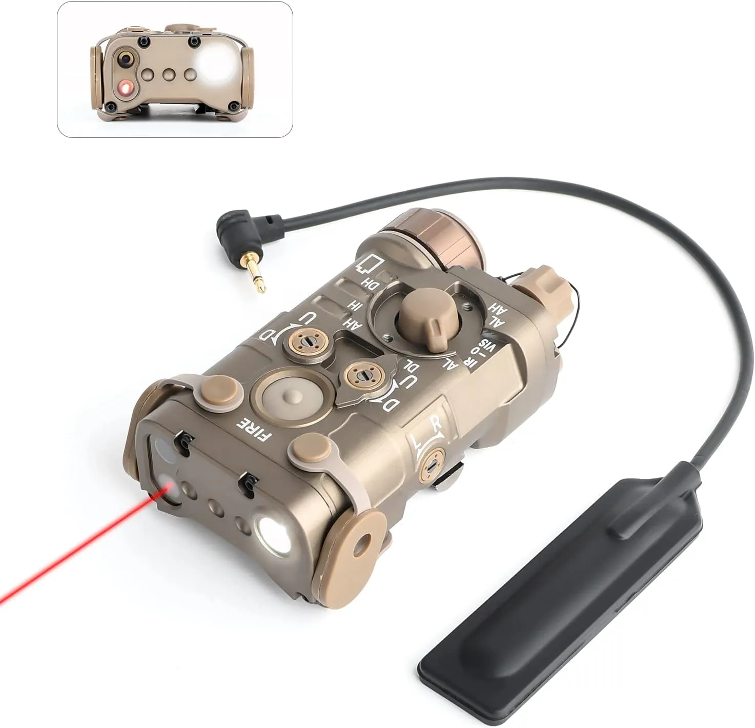 NOBUHIRO Upgrade Metal Airsoft PEQ Box Tactical Aiming Laser Sight, 10 Modes with Red/Green Laser White Light IR Laser for Strobe/Constant/Momentary Modes, Fit for AEG GBB CQB Picatinny Rail