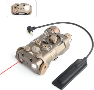 NOBUHIRO Upgrade Metal Airsoft PEQ Box Tactical Aiming Laser Sight, 10 Modes with Red/Green Laser White Light IR Laser for Strobe/Constant/Momentary Modes, Fit for AEG GBB CQB Picatinny Rail