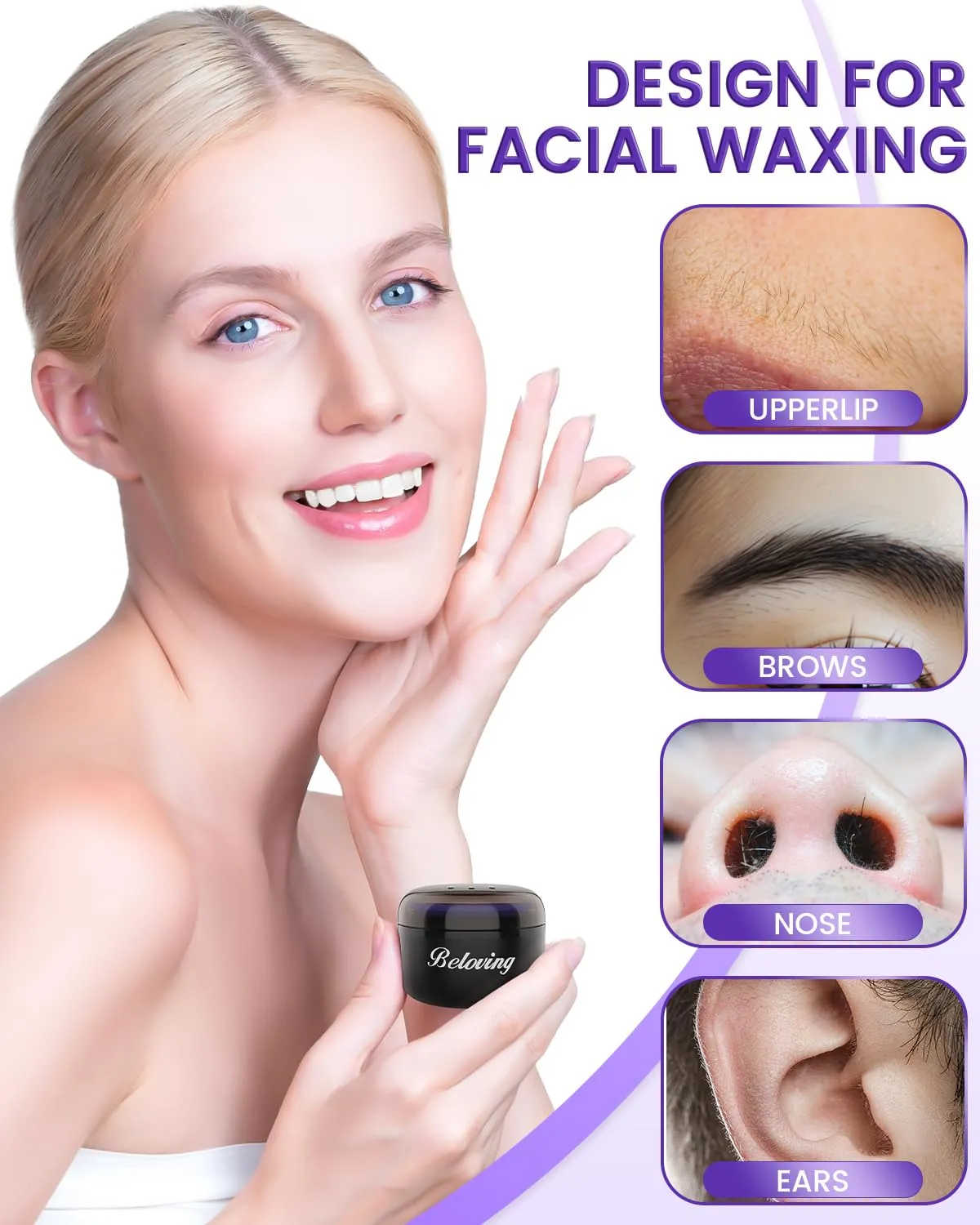 Nose Wax Kit, Mini Wax Warmer for Eyebrow Ear Hair Removal, Waxing Kit for Women Men with 100g Beads, 10 Applicators, 10 Nose Sticks, Portable at Home Waxer Melter Machine Kit for Face Waxing - Black