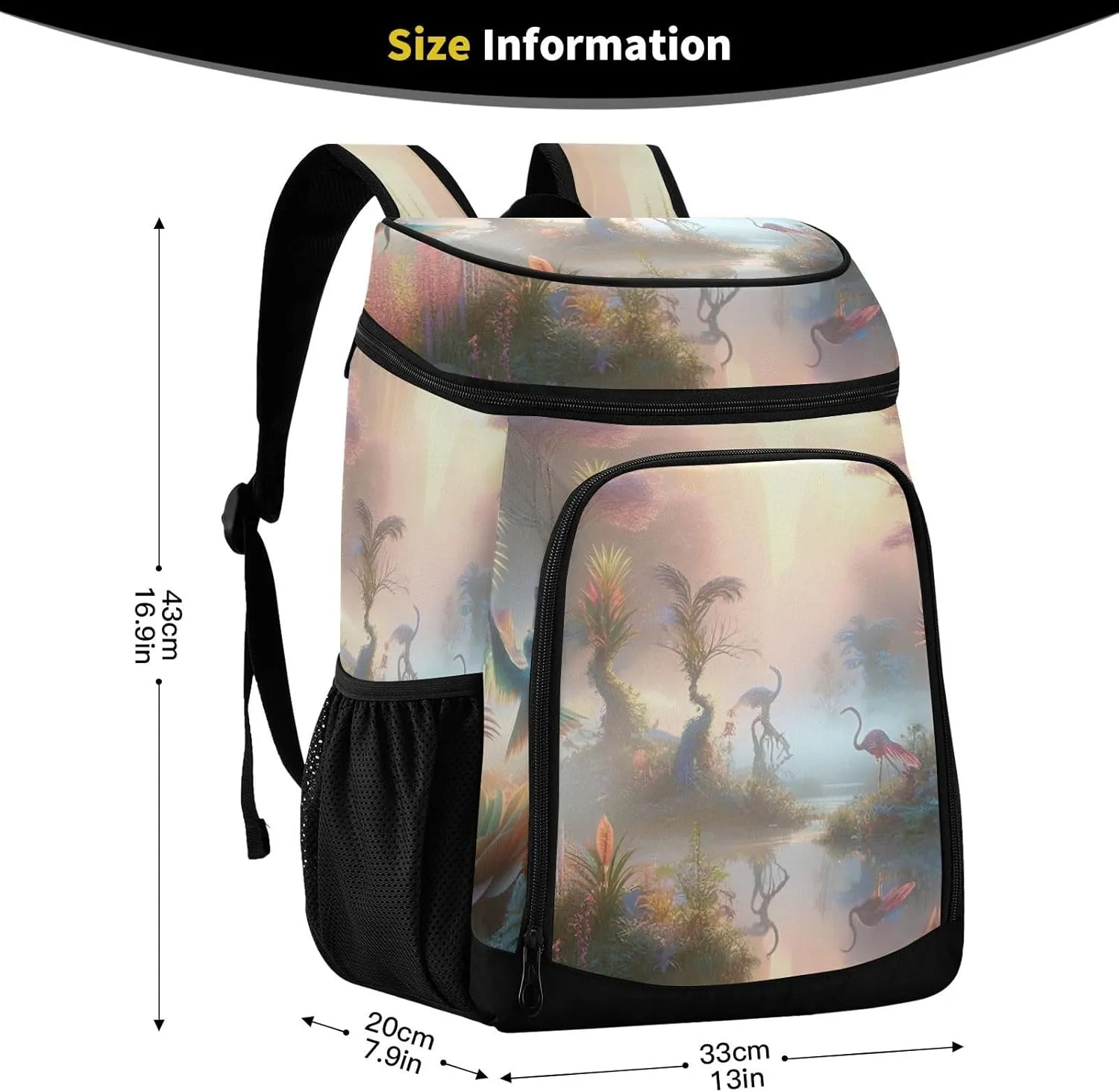 ODAWA Cooler Backpack Waterproof Beach Cooler Bag Lakeside Scenery Lunch Backpack Lightweight Camping Bags
