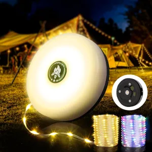 OGERY Camping String Lights, 4 in 1 Quick Storage 32.8FT Rechargeable Tent Lights String with 8 Lighting Modes, Hanging Waterproof Portable LED Lamp for Outdoor Patio Awning Garden Party Essentials