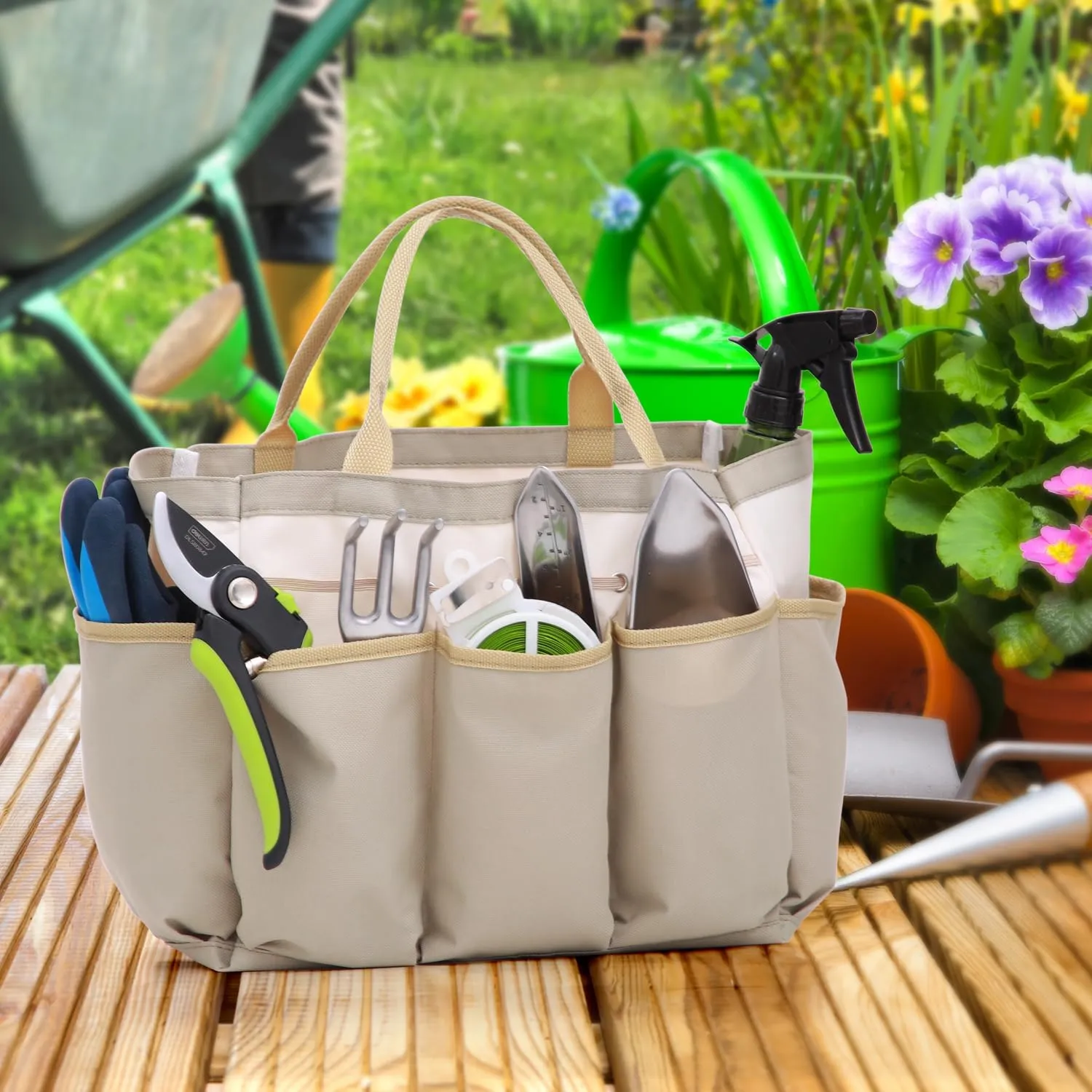 Ohuhu Upgraded Garden Kneeler and Seat 2-in-1 Foldable Gardening Stool with Detachable Soft Kneeling Pad, Garden Bench Heavy Duty with Large Tools Bag and Pouch, Gifts for Fathers Day Gardener