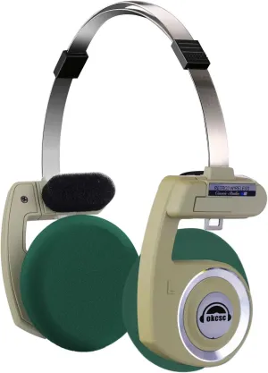 okcsc Classic Portable Headphones, Retro Style, Bluetooth Wireless Retro Headphones,Ultra Lightweight/All Day Playtime/Bullt-in Mic/40mm Class Composite Film/BT 5.3 & Wired Two Connection Modes Green