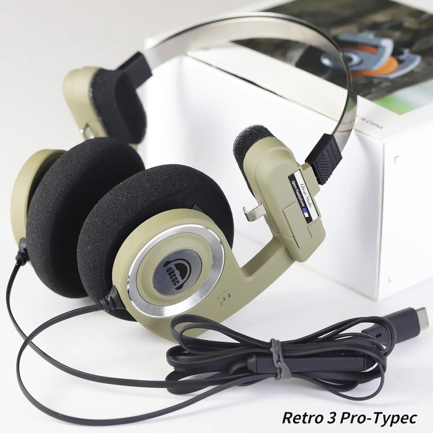okcsc Classic Portable Headphones, Retro Style, Bluetooth Wireless Retro Headphones,Ultra Lightweight/All Day Playtime/Bullt-in Mic/40mm Class Composite Film/BT 5.3 & Wired Two Connection Modes Green