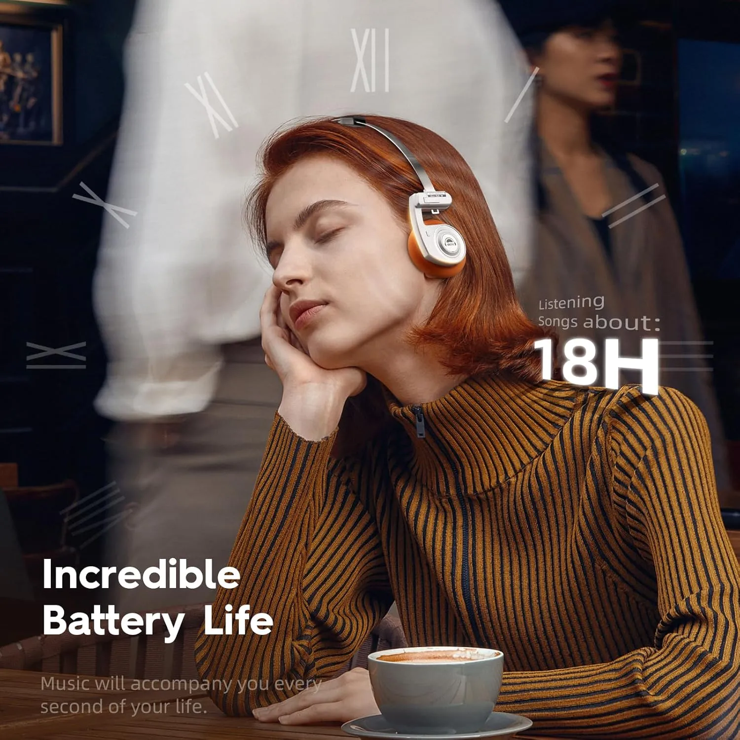 okcsc Classic Portable Headphones, Retro Style, Bluetooth Wireless Retro Headphones,Ultra Lightweight/All Day Playtime/Bullt-in Mic/40mm Class Composite Film/BT 5.3 & Wired Two Connection Modes Green