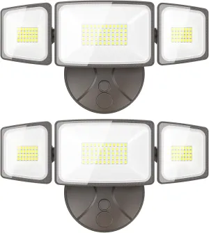 Onforu 2 Pack 60W Flood Lights Outdoor, 6000LM LED Floodlights Switch Controlled, IP65 Waterproof Exterior Lighting Fixture with 3 Adjustable Heads, 6500K Security Light for Eave Garage Yard