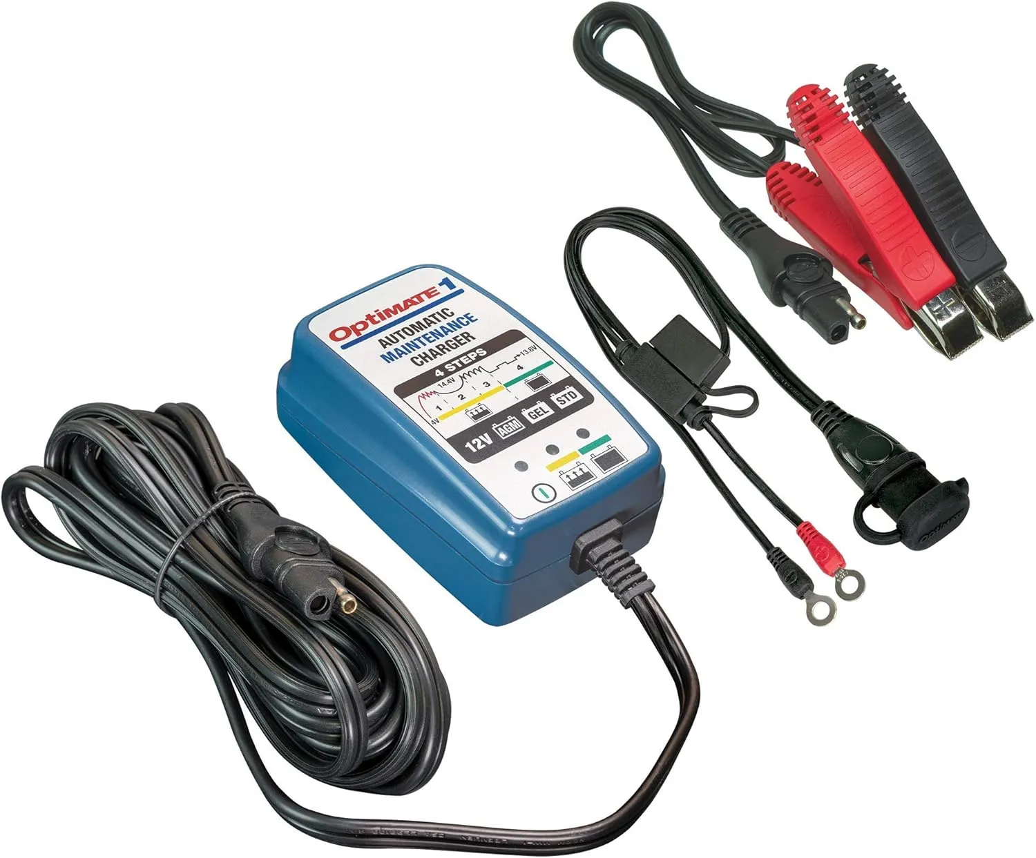 Optimate 1 Global, TM-401, 4-Step 12V 0.6A Battery Charger-maintainer