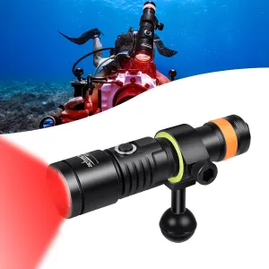 ORCATORCH D530V Red LED Dive Light 160 Lumen Scuba Diving Video Light 120 Degrees Wide Beam Angle, Underwater 150 Meters Diving Photography Light with Safety Lock Function and Battery Power Indicator