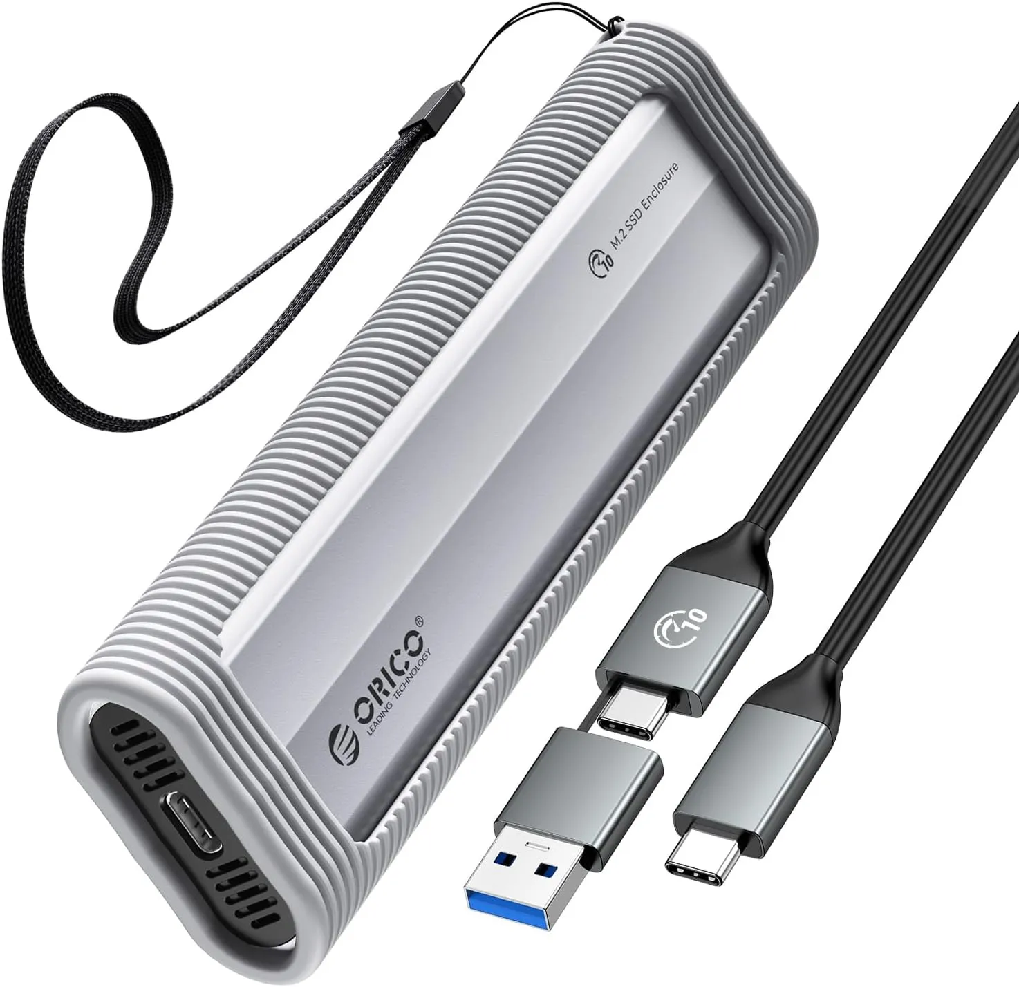 ORICO Aluminum M.2 NVMe SSD Enclosure, USB 3.2 Gen 2(10Gbps ) to Tool-Free NVMe PCI-E M.2 SSD Case, Support UASP for M/B&M Keys Size 2230/2242/2260/2280