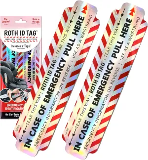 Original ROTH ID TAG™ Kit | Emergency Contact Identification System for Car Seats, Red, White, Black