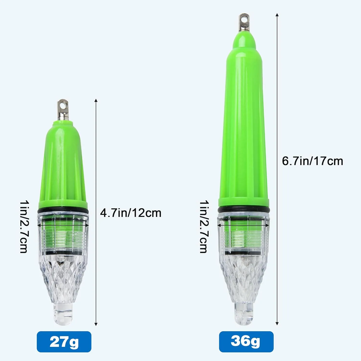 OROOTL LED Underwater Fishing Light, 4 Pack Deep Drop Fishing Lights Waterproof Fish Night Light Attractive Flashing Green White Red Blue Bait Lure Lamp Accessories