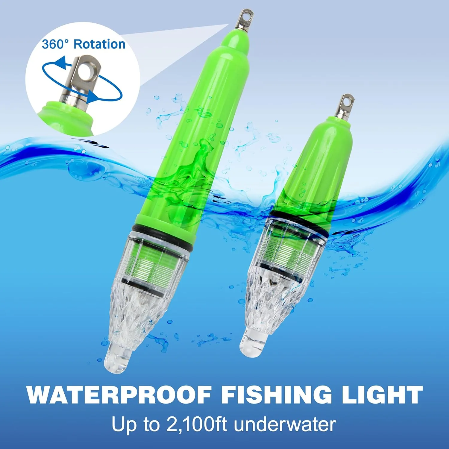 OROOTL LED Underwater Fishing Light, 4 Pack Deep Drop Fishing Lights Waterproof Fish Night Light Attractive Flashing Green White Red Blue Bait Lure Lamp Accessories
