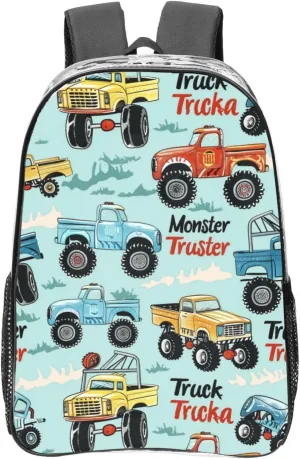 OSAM SPACE Trucks Cartoon Clear Backpack for Stadium Events Heavy Duty PVC Transparent Backpack See Through Bag Large Capacity Clear Backpacks for Women Men (16Inch)