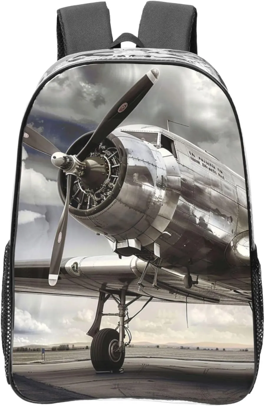 OSAM SPACE Vintage Airplane Clear Backpack for Stadium Events Heavy Duty PVC Transparent Backpack See Through Bag Large Capacity Clear Backpacks for Women Men (16Inch)