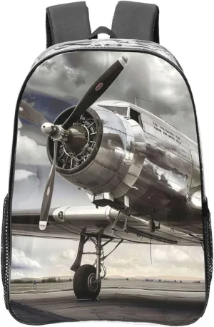 OSAM SPACE Vintage Airplane Clear Backpack for Stadium Events Heavy Duty PVC Transparent Backpack See Through Bag Large Capacity Clear Backpacks for Women Men (16Inch)