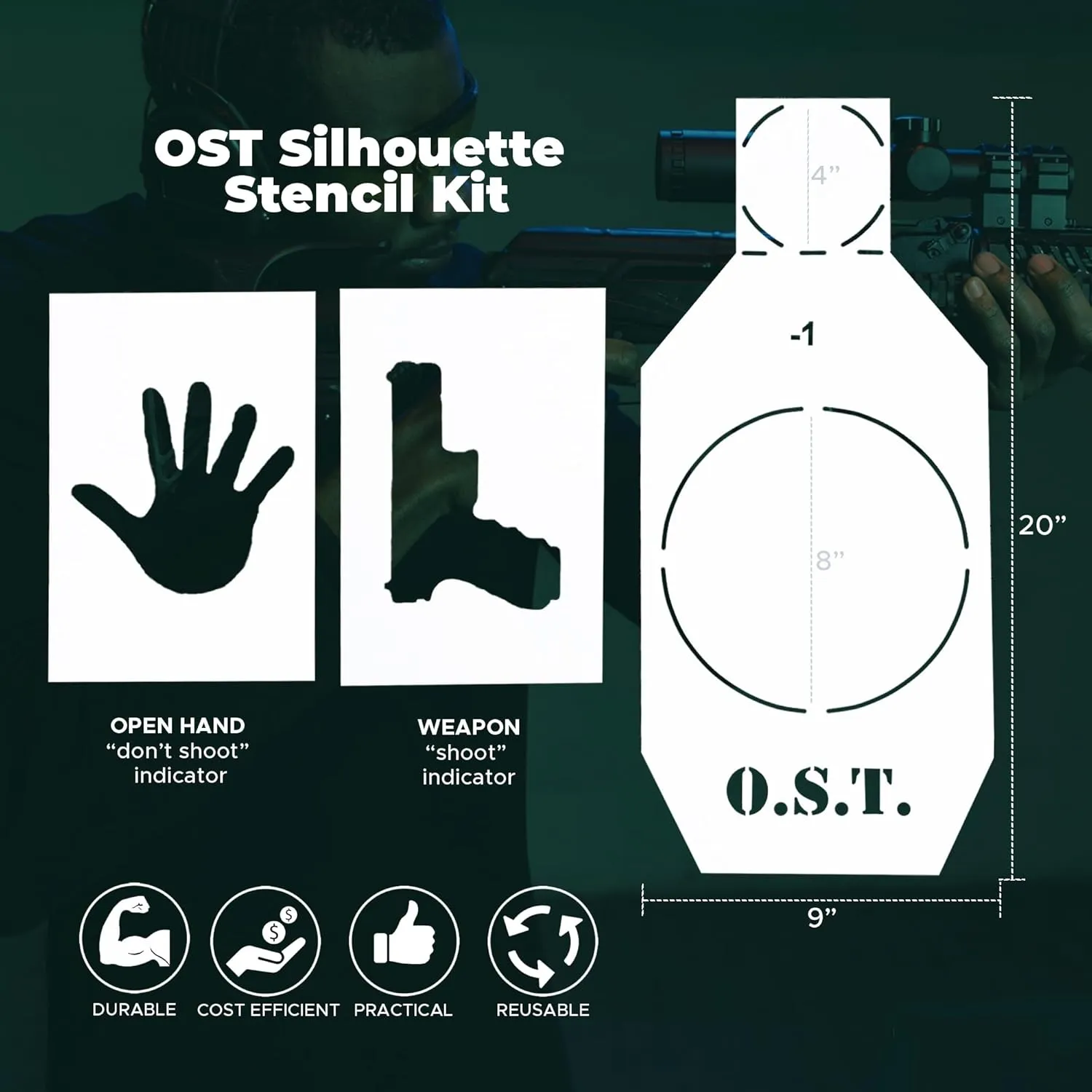OST Silhouette Stencil Kit | Large Cardboard Silhouette Targets | Range Accessories
