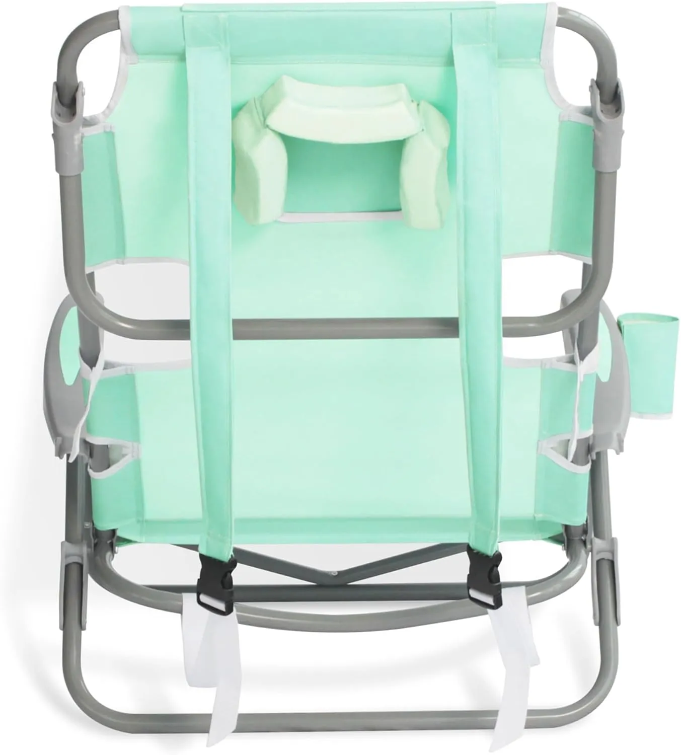 Ostrich Lightweight Portable Outdoor On Your Back Folding Chair for Relaxing with 5 Seat Adjustment Backpack Straps and Cup Holder, Teal (4 Pack)