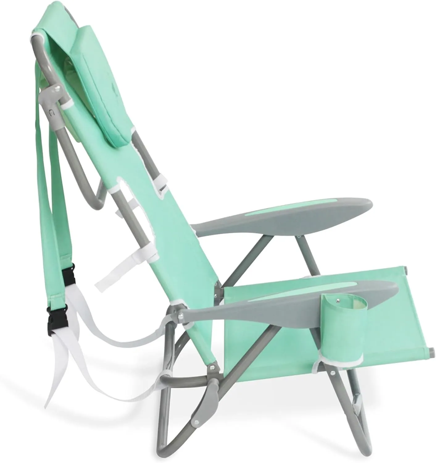 Ostrich Lightweight Portable Outdoor On Your Back Folding Chair for Relaxing with 5 Seat Adjustment Backpack Straps and Cup Holder, Teal (4 Pack)