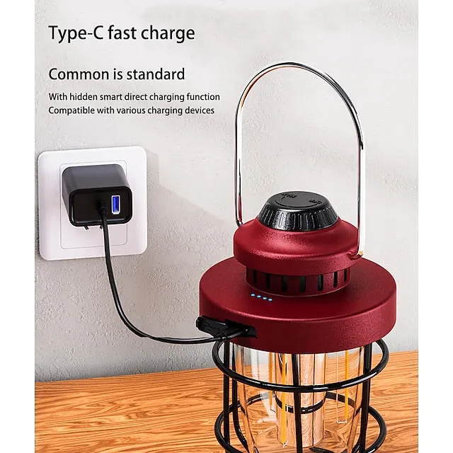 Outdoor Camping Light LED Retro Horse Lantern Portable Tent Light Convenient USB Rechargeable Camping Lantern
