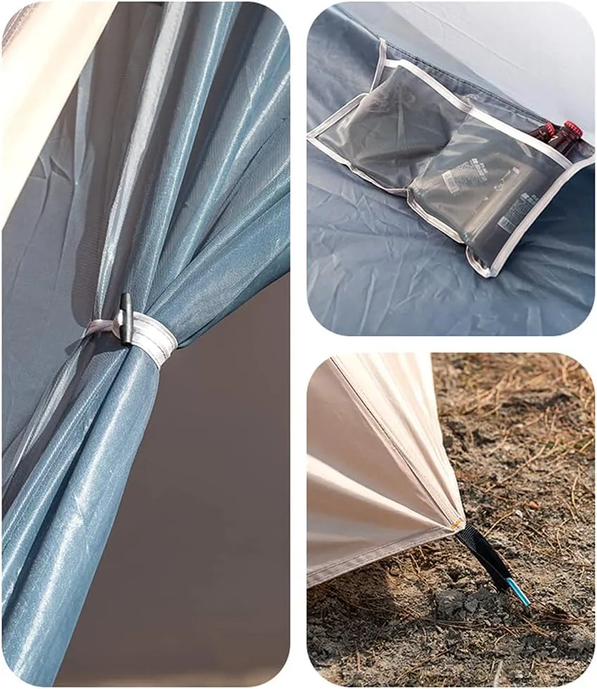 Outdoor Indian Tipi Tent Ultralight Teepee Tent Family Pyramid Tent for Backpacking, Camping, Hiking, Bushcraft, Travel, Winter Camping (White 340X290X200CM)
