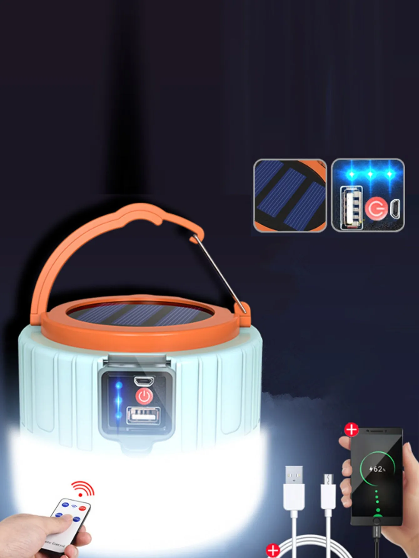 Outdoor LED solar charging remote control tent light
