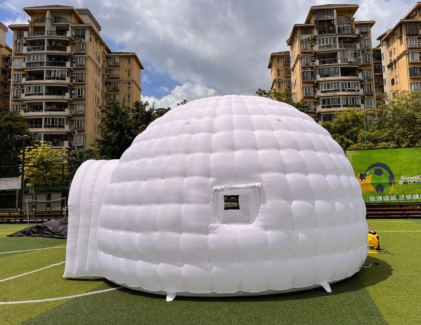 Outdoor Portable Inflatable Igloo Dome Tent with Led Light 2 Windows |19.7x21.6 x13.1ft | Shelter Igloo Marquee for Party Wedding Camping