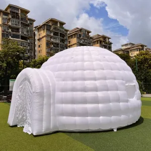 Outdoor Portable Inflatable Igloo Dome Tent with Led Light 2 Windows |19.7x21.6 x13.1ft | Shelter Igloo Marquee for Party Wedding Camping