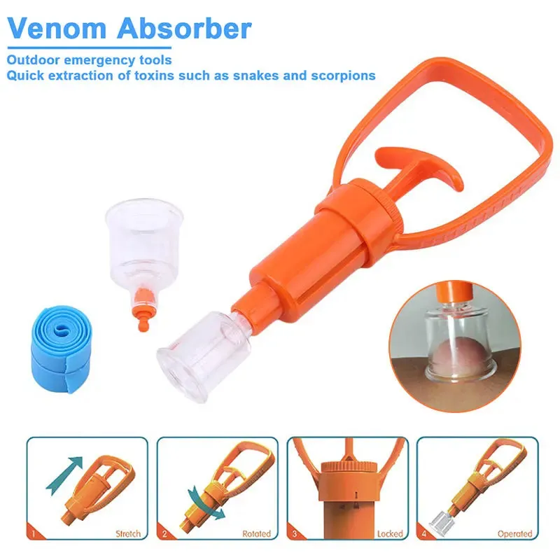 Outdoor Venom Extractor Pump - First Aid Kit for Snake, Mosquito, Bee Bites - Survival Vacuum Suction Pump for Camping and Hiking