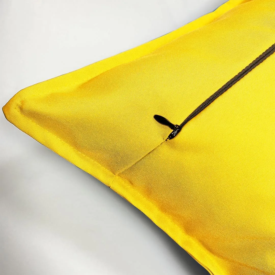 Outdoor Waterproof Pillow Covers 18x18 Set of 2 Sunbrella Decorative Square Solid Couch Pillow Covers with Wide Edge for Patio Tent Sofa Bed Living Room, Yellow