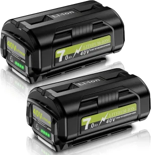 Pack of 2 40V 7000mAh Lithium Replacement for Ryobi 40V OLT Battery 7.0Ah Compatible with Ryobi 40V Battery OP4030 OP4040 OP4026 OP40261 OP4050 OP40201 OP40601 Compatible with Cordless Tools
