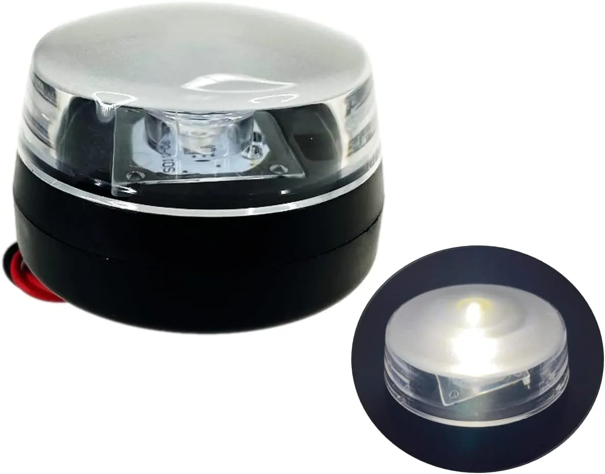 Pactrade Marine Boat WakeTower All Round Anchor Light LED Navigation Light Bimini Lights Nature White PC Plastic Housing Black Wake Tower Signal Light 120 Degrees Beam Angle Surface Mount