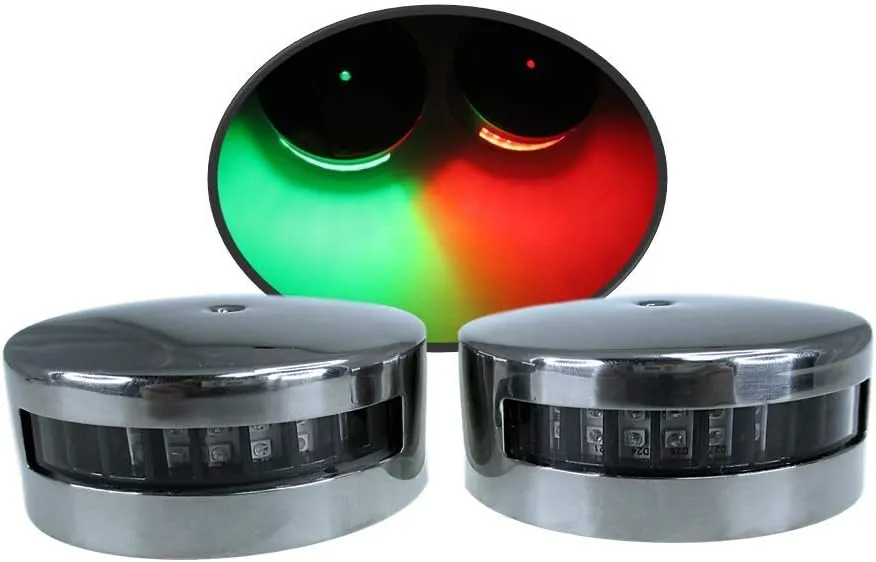 Pactrade Marine Horizontal SS304 Navigation Light LED Green Starboard Red Port